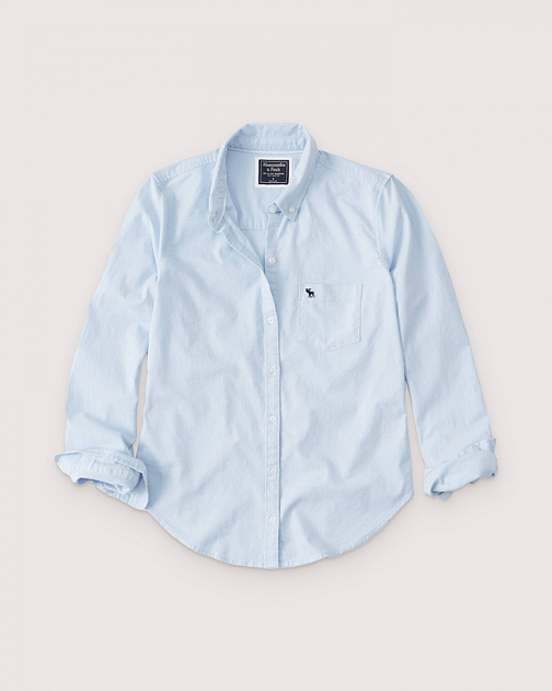 Голубая рубашка оксфорд RW04 RW04 от онлайн-магазина Abercrombie.ru